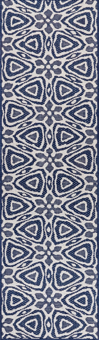 Navy Snowflake Lattice Area Rug for Indoor Outdoor Use