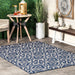 Navy Snowflake Lattice Area Rug for Indoor and Outdoor Use