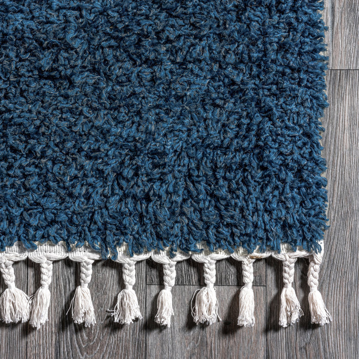 Navy Solid Shag Area Rug for Stylish Home Décor
