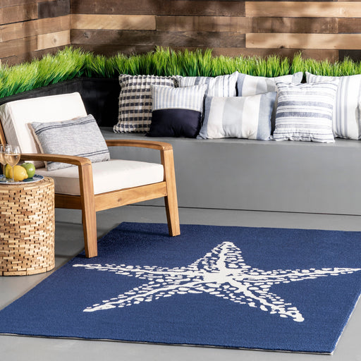 Navy Starfish Area Rug for Indoor and Outdoor Use