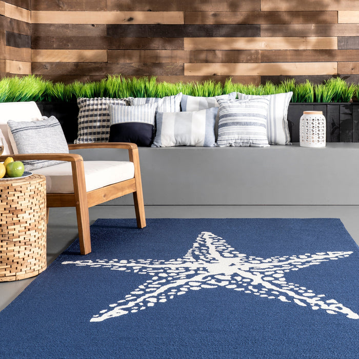 Navy Starfish Area Rug for Indoor and Outdoor Use