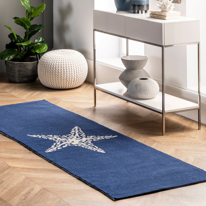Navy Starfish Rug for Indoor and Outdoor Spaces