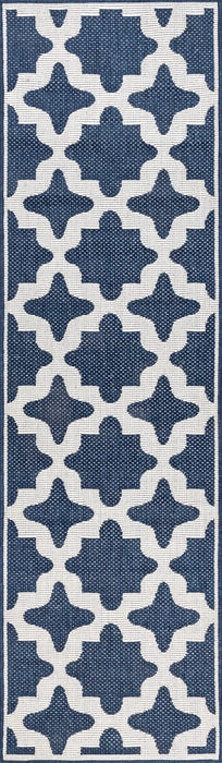 Navy Starry Trellis Area Rug for Indoor and Outdoor Use