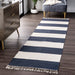 Navy Striped Flatweave Rug With Tassels 120x180 cm