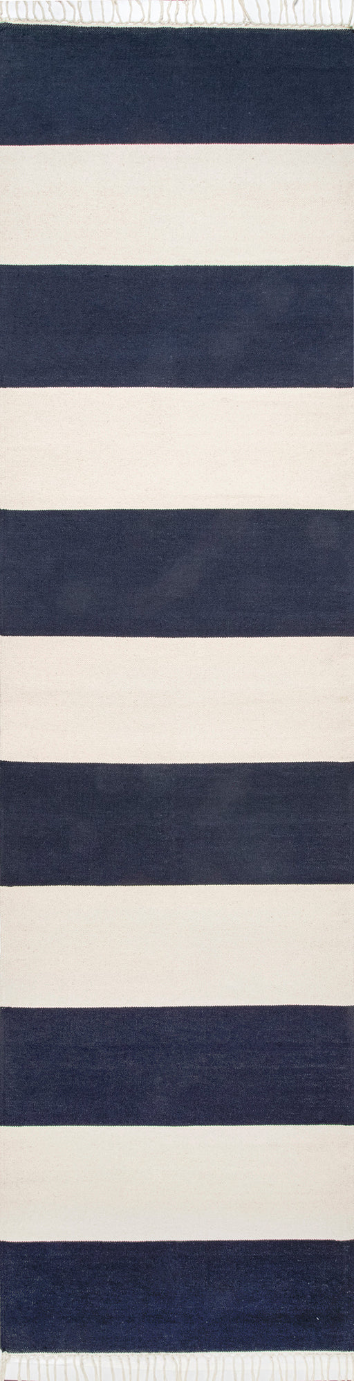 Navy Striped Flatweave Rug With Tassels 120x180 cm