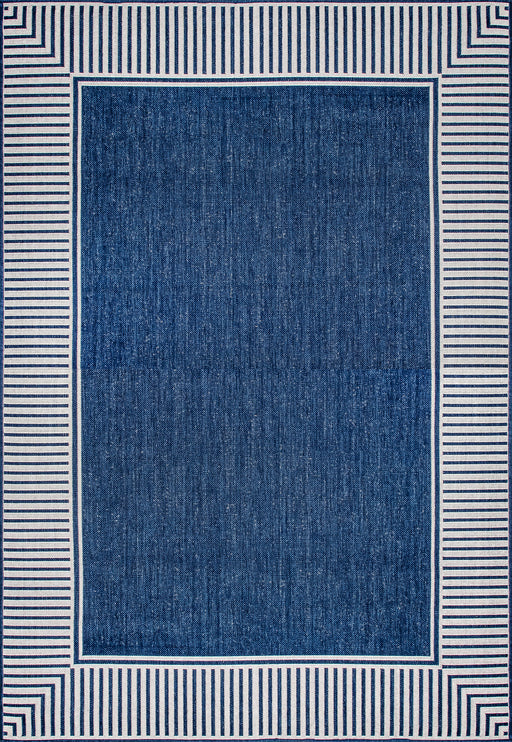Navy Striped Flatweave Rug for Indoor and Outdoor Use
