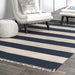 Navy Striped Flatweave Tassel Area Rug in Multiple Sizes