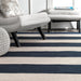 Navy Striped Flatweave Tassel Area Rug in Multiple Sizes