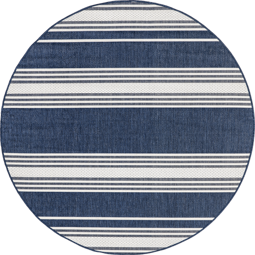 Navy Striped Indoor Outdoor Area Rug 120 x 180 cm