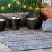 Navy Striped Indoor Outdoor Area Rug 120x180 cm