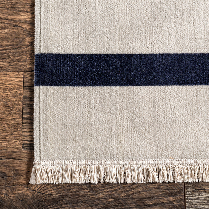 Navy Striped Indoor Outdoor Area Rug 120x180 cm