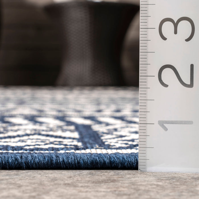 Navy Striped Indoor Outdoor Area Rug 120x180 cm