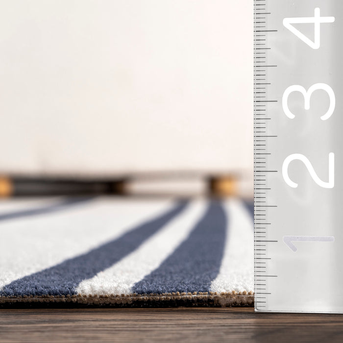 Navy Striped Indoor Outdoor Area Rug 120x180 cm