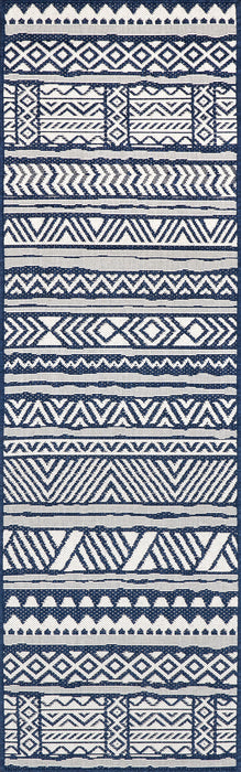 Navy Striped Indoor Outdoor Area Rug 120x180 cm