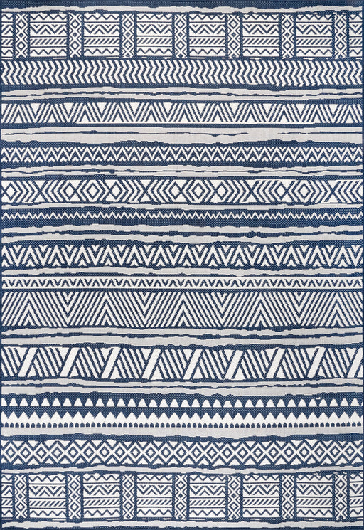 Navy Striped Indoor Outdoor Area Rug 120x180 cm