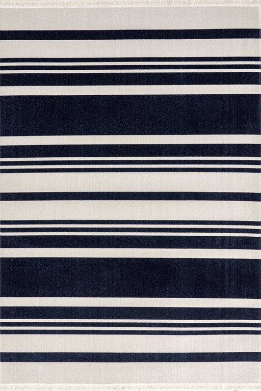 Navy Striped Indoor Outdoor Area Rug 120x180 cm