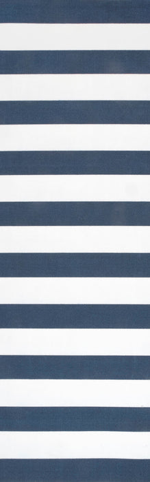 Navy Striped Indoor Outdoor Area Rug 152Cm