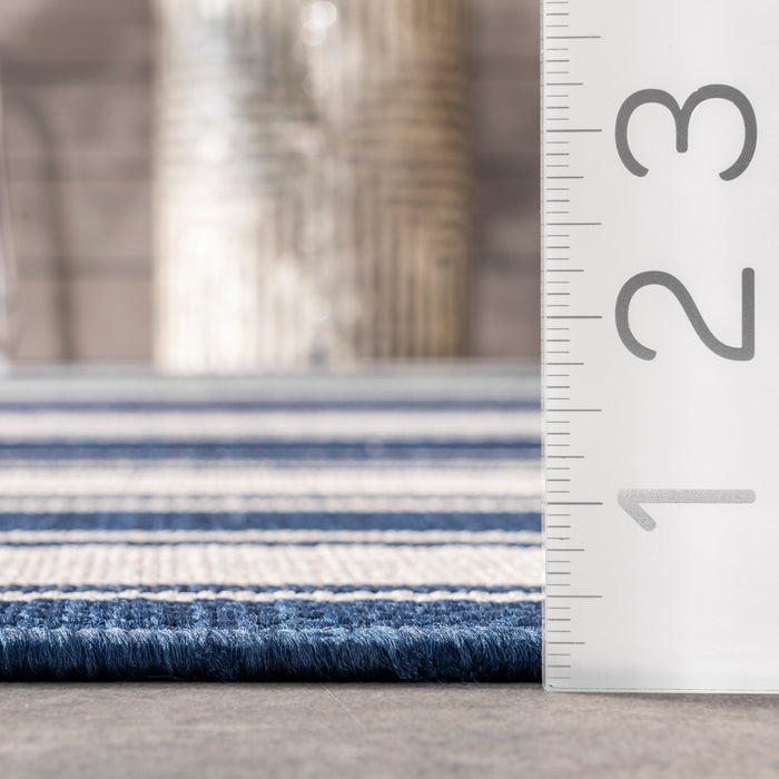 Navy Striped Indoor Outdoor Area Rug by Lauren Liess