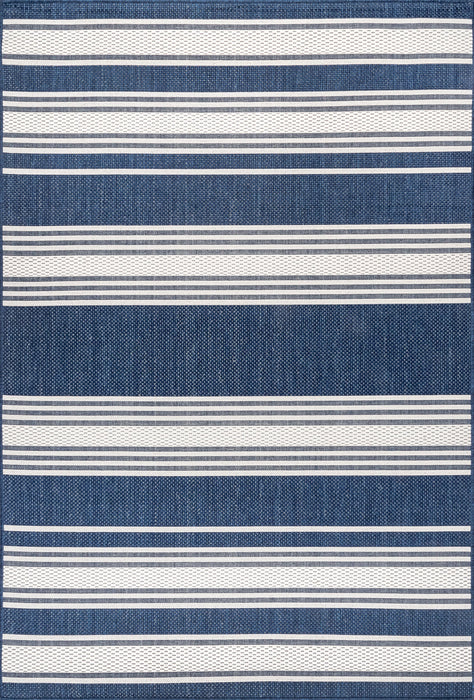Navy Striped Indoor Outdoor Area Rug by Lauren Liess