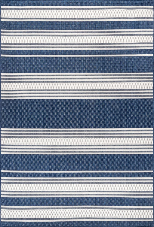 Navy Striped Indoor Outdoor Area Rug by Lauren Liess