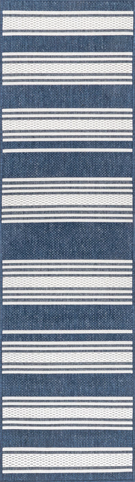 Navy Striped Indoor Outdoor Area Rug by Lauren Liess