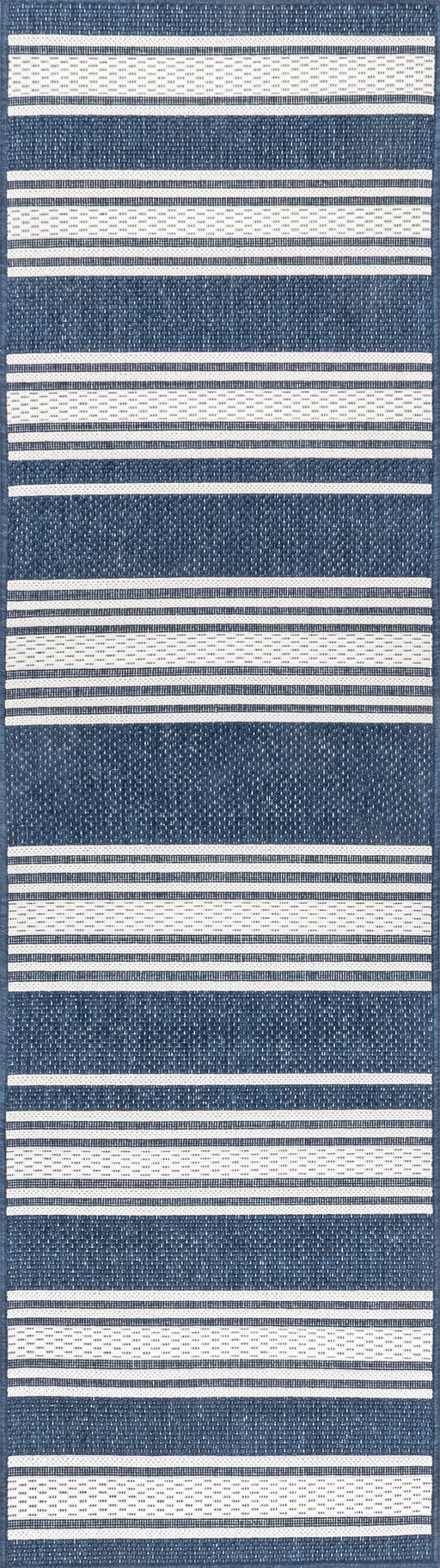 Navy Striped Indoor Outdoor Area Rug by Lauren Liess