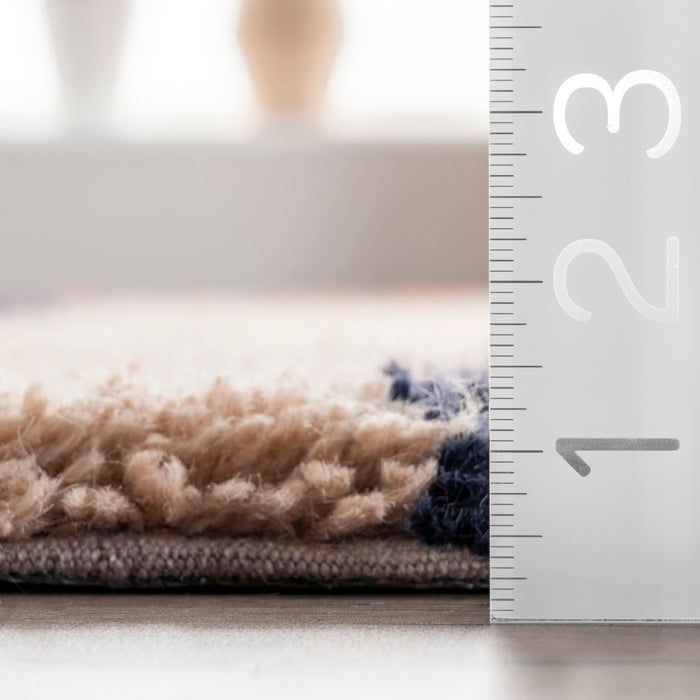 Navy Striped Wool Area Rug 150x240 cm