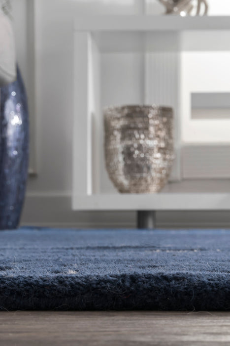 Navy Striped Wool Rug 150x240 cm