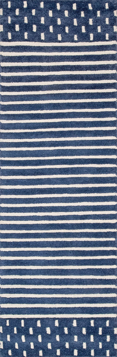 Navy Striped Wool Rug 150x240 cm