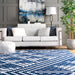 Navy Trellis Machine Washable Area Rug 150x240 cm