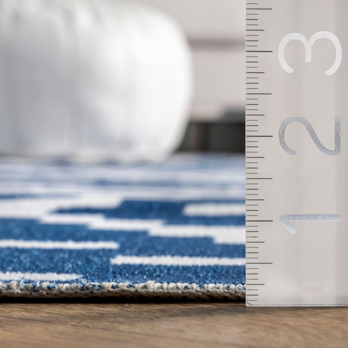 Navy Trellis Machine Washable Area Rug 150x240 cm