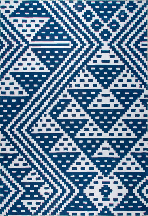 Navy Trellis Machine Washable Area Rug 150x240 cm
