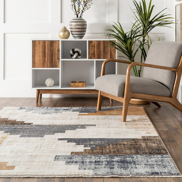 Navy Vintage Blocks Area Rug 150cm x 230cm