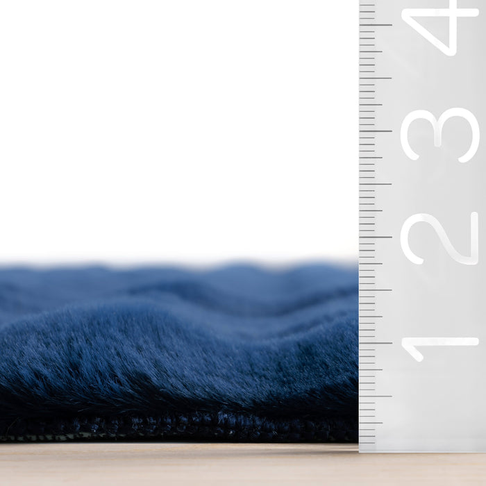 Navy Washable Checkered Plush Cloud Area Rug 80x150 cm