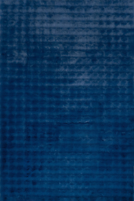 Navy Washable Checkered Plush Cloud Area Rug 80x150 cm