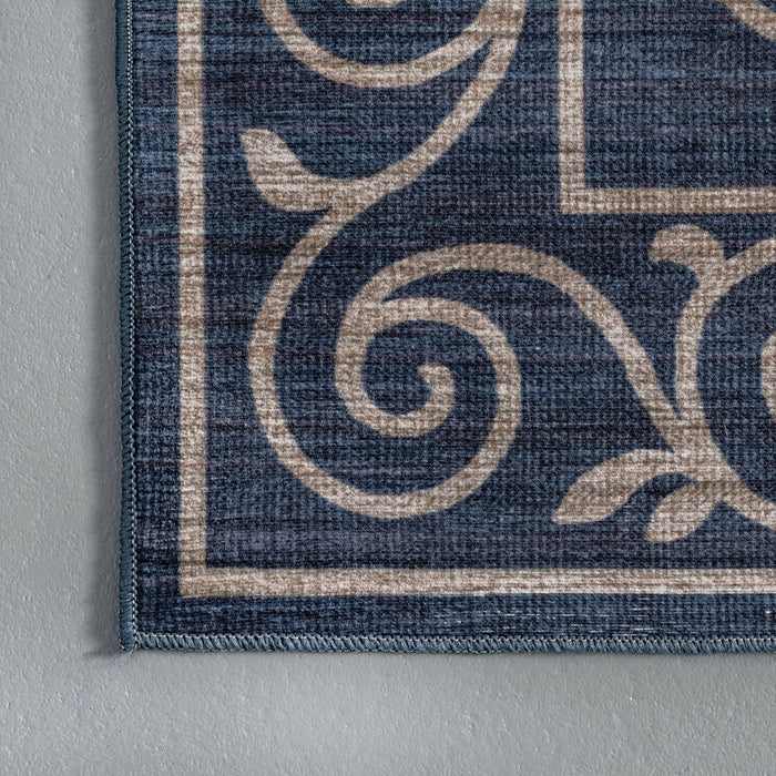 Navy Washable Indoor Outdoor Area Rug 152x244 cm