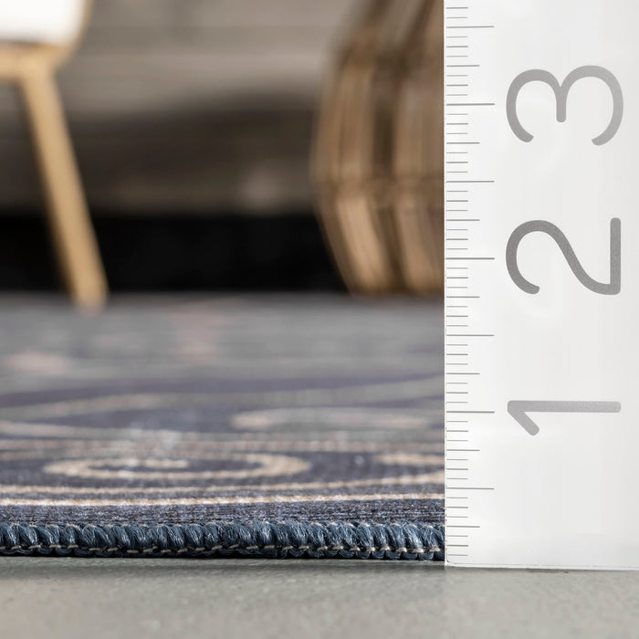 Navy Washable Indoor Outdoor Area Rug 152x244 cm