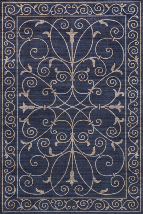 Navy Washable Indoor Outdoor Area Rug 152x244 cm