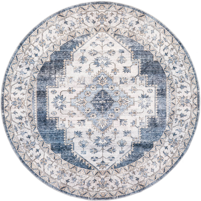 Navy Washable Medallion Area Rug 160x230 cm