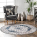 Navy Washable Medallion Area Rug 160x230 cm