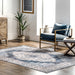 Navy Washable Medallion Area Rug for Home Decor