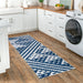Navy Washable Trellis Area Rug for Homes with Kids and Pets