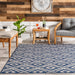 Navy Winged Birdseye Lattice Area Rug for Indoors Outdoors