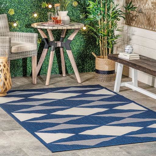 Navy Ziggy Diamonds Area Rug for Indoor and Outdoor Use