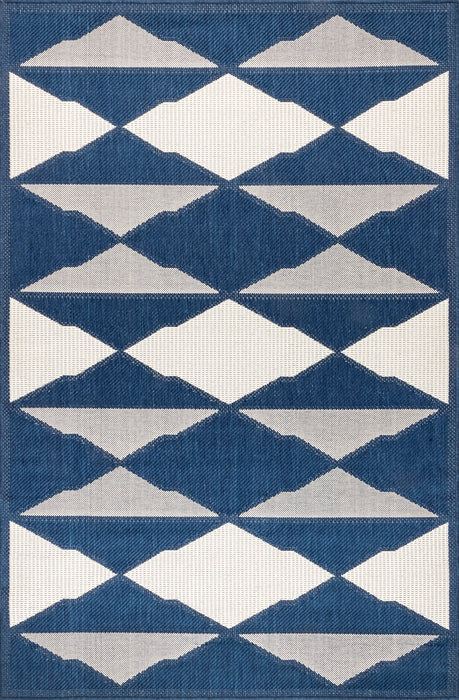 Navy Ziggy Diamonds Area Rug for Indoor and Outdoor Use