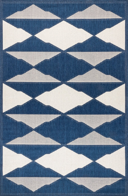 Navy Ziggy Diamonds Area Rug for Indoor and Outdoor Use