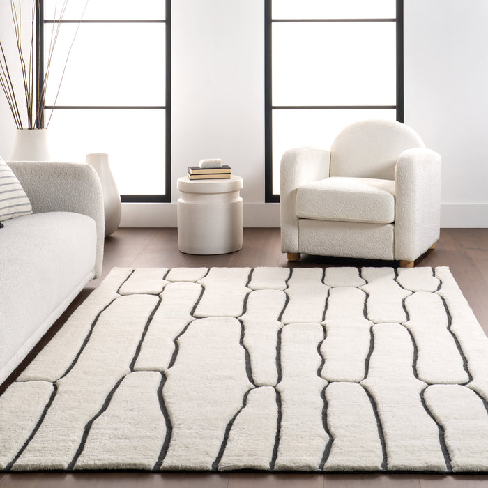 Nazco Abstract New Zealand Wool Area Rug Charcoal 152x244 cm