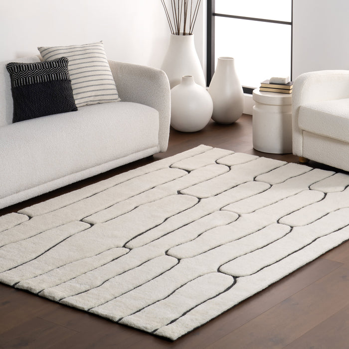 Nazco Abstract New Zealand Wool Area Rug Charcoal 152x244 cm