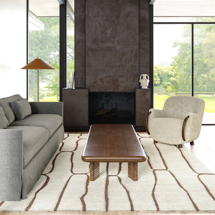 Nazco Cream New Zealand Wool Rug with Abstract Design