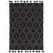 Nepal Diamond Moroccan Berber Boho Geometric Hand-Woven Ribbed Textured Wool Flatweave Black/Cream Rug